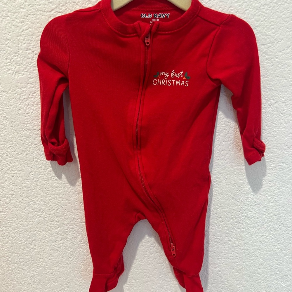 Old Navy Red 'My First Christmas' Kids Onesie Pajama